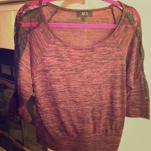 Burgundy/Black Top with Black Lace Sleeves